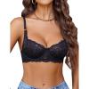 image:imageAvidlove Womens Lace Underwire Bra Sexy Mesh Balconette Unlined Everyday Bra LingerieBlack