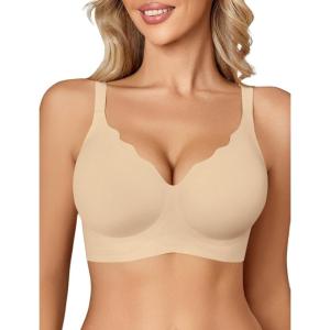 image:imageAvidlove Jelly Bras for Women No Underwire Seamless Bralettes Wireless Push Up Scalloped Full Coverage Sports Everyday BraNude