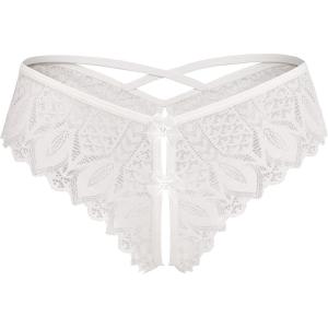 image:imageAvidlove Lace Panties for Women Rhinestone Cheeky Briefs Criss Cross String Hipster UnderwearWhite