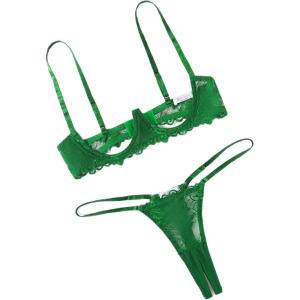 image:imageAvidlove Lingerie Set For Women Lace Bra and Panty Set Sexy Underwire Lingerie SetGreen