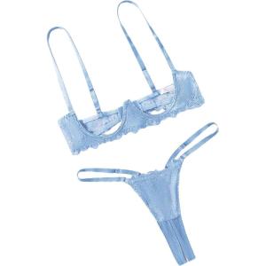 image:imageAvidlove Lingerie Set For Women Lace Bra and Panty Set Sexy Underwire Lingerie SetLight Blue