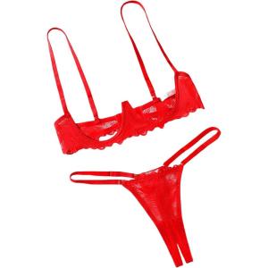 image:imageAvidlove Lingerie Set For Women Lace Bra and Panty Set Sexy Underwire Lingerie SetRed