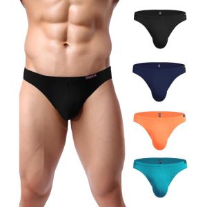 image:imageAvidlove Mens Bikini Underwear Low Rise Briefs Microfiber Underpants 4 PackBlack2navy BlueOrangeBlue