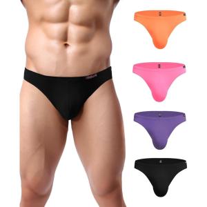 image:imageAvidlove Mens Bikini Underwear Low Rise Briefs Microfiber Underpants 4 PackBlackOrangePurpleFluorescent Pink