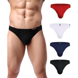 image:imageAvidlove Mens Bikini Underwear Low Rise Briefs Microfiber Underpants 4 PackBlackWhiteRedNavy Blue