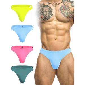 image:imageAvidlove Mens Bikini Underwear Low Rise Briefs Microfiber Underpants 4 PackBlueGreenPinkYellow