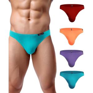 image:imageAvidlove Mens Bikini Underwear Low Rise Briefs Microfiber Underpants 4 PackBlueOrangeLight PurpleDark Red