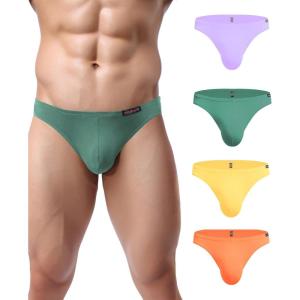 image:imageAvidlove Mens Bikini Underwear Low Rise Briefs Microfiber Underpants 4 PackGreenOrangeYellowPurple