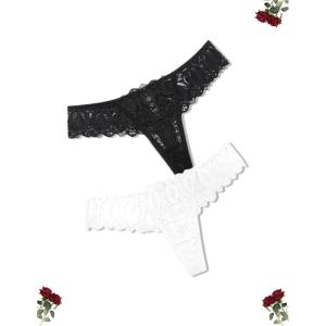 image:imageAvidlove Panties for Women Lace Thongs Cross Back Tanga Sexy Cheeky Low Waist Bikinis UnderwearBlackwhite