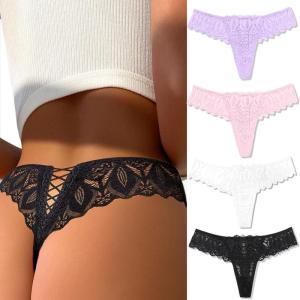 image:imageAvidlove Panties for Women Lace Thongs Cross Back Tanga Sexy Cheeky Low Waist Bikinis UnderwearBlackwhitepinklight Purple