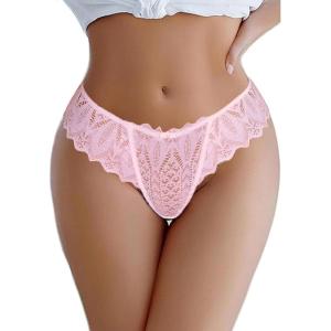 image:imageAvidlove Panties for Women Lace Thongs Cross Back Tanga Sexy Cheeky Low Waist Bikinis UnderwearPink