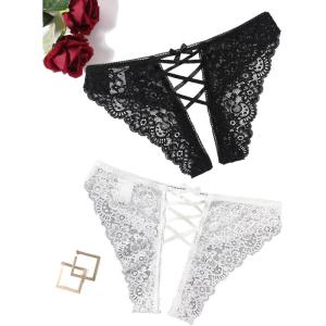 image:imageAvidlove Panties for Women Sexy Cheeky Underwear Criss Cross Lace Hipster PantyBlack white