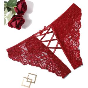 image:imageAvidlove Panties for Women Sexy Cheeky Underwear Criss Cross Lace Hipster PantyBurgundy