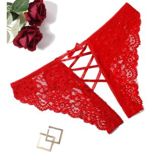 image:imageAvidlove Panties for Women Sexy Cheeky Underwear Criss Cross Lace Hipster PantyRed