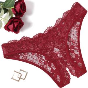 image:imageAvidlove Women Lace Panties Floral Lace Briefs Sexy Hollow Out Bow Underwear 14 PackWine Red