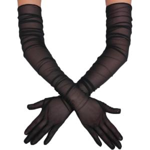 image:imageAvidlove Womens Long Sheer Gloves Tulle Mesh Gloves 1920s Wedding Opera Tea Party Dance GloveBlack