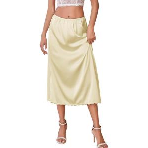image:imageAvidlove Womens Satin Half Slip 36 Lace Long Underskirt SXXLBeige