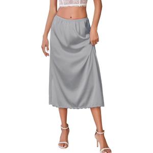 image:imageAvidlove Womens Satin Half Slip 36 Lace Long Underskirt SXXLLight Gray