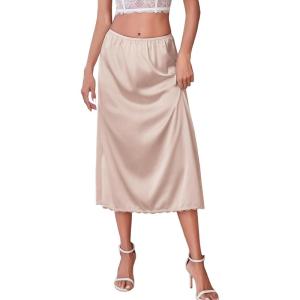 image:imageAvidlove Womens Satin Half Slip 36 Lace Long Underskirt SXXLLight Khaki