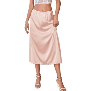 image:imageAvidlove Womens Satin Half Slip 36 Lace Long Underskirt SXXLPink