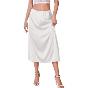 image:imageAvidlove Womens Satin Half Slip 36 Lace Long Underskirt SXXLWhite