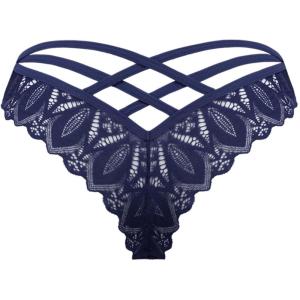 image:imageAvidlove Womens Underwear Lace Cheeky Panties Criss Cross Back Bikini Thongs Sexy UndiesDark Blue