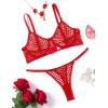 image:imageAvidlove Fishnet Lingerie Set Hollow Out Push Up Bra and Sheer Thong Womens Sexy Lingerie Underwear 2 PieceDeep Red
