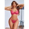 image:imageAvidlove Fishnet Lingerie Set Hollow Out Push Up Bra and Sheer Thong Womens Sexy Lingerie Underwear 2 PiecePink