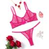image:imageAvidlove Fishnet Lingerie Set Hollow Out Push Up Bra and Sheer Thong Womens Sexy Lingerie Underwear 2 PiecePink