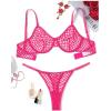 image:imageAvidlove Fishnet Lingerie Set Hollow Out Push Up Bra and Sheer Thong Womens Sexy Lingerie Underwear 2 PiecePink
