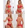 image:imageAvidlove Lingerie Lace Babydoll 2 Piece Sexy Bra and Panty SetsPink Rose