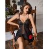 image:imageAvidlove Lingerie for Women Lace Babydoll Lingerie Dress with Thong Mesh Chemise Sleepwear Exotic Boudoir OutfitsBlack