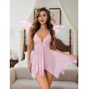 image:imageAvidlove Lingerie for Women Lace Babydoll Lingerie Dress with Thong Mesh Chemise Sleepwear Exotic Boudoir OutfitsPink