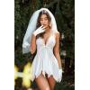 image:imageAvidlove Lingerie for Women Lace Babydoll Lingerie Dress with Thong Mesh Chemise Sleepwear Exotic Boudoir OutfitsWhite