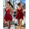 image:imageAvidlove Lingerie for Women Lace Babydoll Lingerie Dress with Thong Mesh Chemise Sleepwear Exotic Boudoir OutfitsWine Red