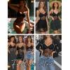 image:imageAvidlove Lingerie for Women Lace Bodysuit Sexy Deep V Teddy Snap Crotch One Piece Babydoll Mesh Body SuitsBlack