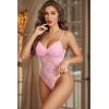 image:imageAvidlove Lingerie for Women Lace Bodysuit Sexy Deep V Teddy Snap Crotch One Piece Babydoll Mesh Body SuitsDeep Pink