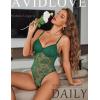 image:imageAvidlove Lingerie for Women Lace Bodysuit Sexy Deep V Teddy Snap Crotch One Piece Babydoll Mesh Body SuitsGreen