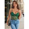image:imageAvidlove Lingerie for Women Lace Bodysuit Sexy Deep V Teddy Snap Crotch One Piece Babydoll Mesh Body SuitsGreen
