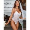 image:imageAvidlove Lingerie for Women Lace Bodysuit Sexy Deep V Teddy Snap Crotch One Piece Babydoll Mesh Body SuitsWhite