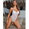 image:imageAvidlove Lingerie for Women Lace Bodysuit Sexy Deep V Teddy Snap Crotch One Piece Babydoll Mesh Body SuitsWhite