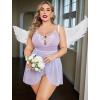 image:imageAvidlove Plus Size Babydoll Womens Snap Crotch Lingerie V Neck Lace Nighty Sleepwear L5XLLilac