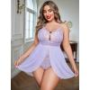image:imageAvidlove Plus Size Babydoll Womens Snap Crotch Lingerie V Neck Lace Nighty Sleepwear L5XLLilac