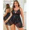 image:imageAvidlove Plus Size Babydoll Womens Snap Crotch Lingerie V Neck Lace Nighty Sleepwear L5XLStar Print