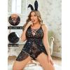image:imageAvidlove Plus Size Babydoll Womens Snap Crotch Lingerie V Neck Lace Nighty Sleepwear L5XLStar Print
