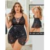 image:imageAvidlove Plus Size Babydoll Womens Snap Crotch Lingerie V Neck Lace Nighty Sleepwear L5XLStar Print