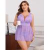 image:imageAvidlove Plus Size Lingeire for women Lace Babydoll Mesh Chemise Sexy Nightwear Sheer Nightie with Lace Up Bows L4XLLilac