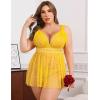 image:imageAvidlove Plus Size Lingeire for women Lace Babydoll Mesh Chemise Sexy Nightwear Sheer Nightie with Lace Up Bows L4XLYellow