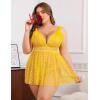 image:imageAvidlove Plus Size Lingeire for women Lace Babydoll Mesh Chemise Sexy Nightwear Sheer Nightie with Lace Up Bows L4XLYellow
