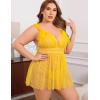 image:imageAvidlove Plus Size Lingeire for women Lace Babydoll Mesh Chemise Sexy Nightwear Sheer Nightie with Lace Up Bows L4XLYellow